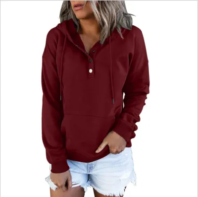 Women Casual Sweet Long Sleeve Loose Pocket V Neck Hoodie Cardigan