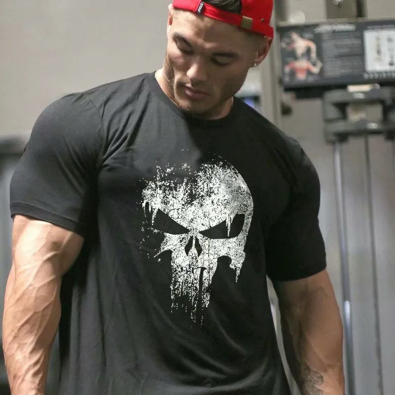 Men Sporty Short Sleeve Round Neck Letter Printed T-Shirt