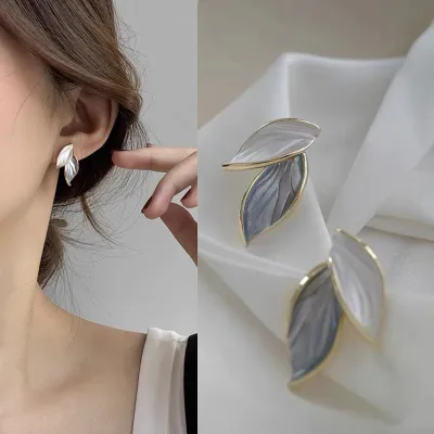 Simple Leaf Shape Design Alloy Stud Earrings for Women