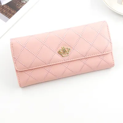 Women Casual Stitching Clamshell Design Solid Color PU Leather Purse 3 Fold