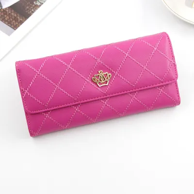 Women Casual Stitching Clamshell Design Solid Color PU Leather Purse 3 Fold