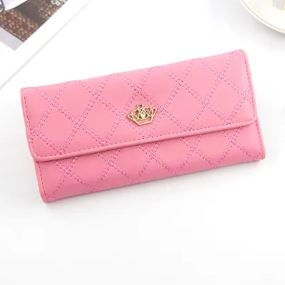 Women Casual Stitching Clamshell Design Solid Color PU Leather Purse 3 Fold