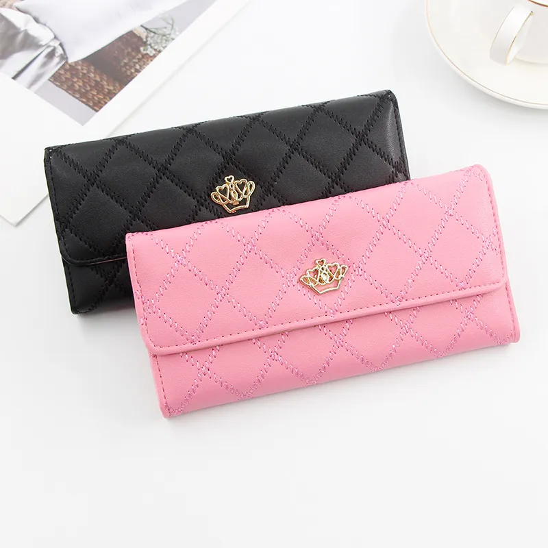 Women Casual Stitching Clamshell Design Solid Color PU Leather Purse 3 Fold