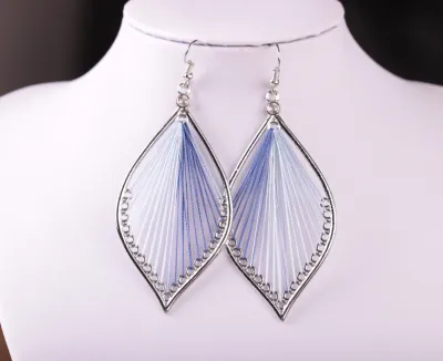 Bohemian Drop Shape Geometric Pendant Design Silk Thread Decoration Alloy Drop Earrings