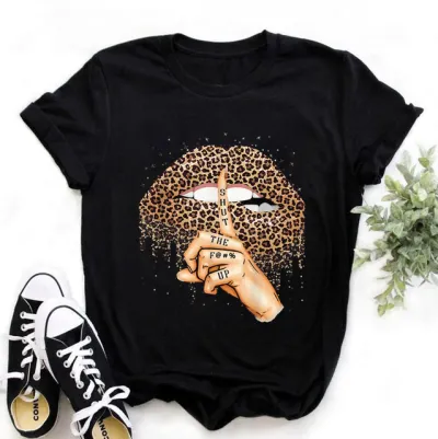 Women Casual Leopard Graphic Printed Short-sleeved Loose T-shirt