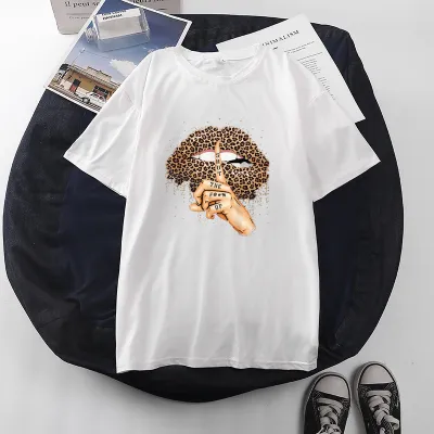 Women Casual Leopard Graphic Printed Short-sleeved Loose T-shirt