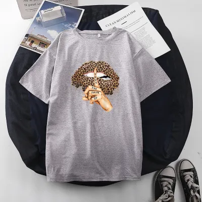 Women Casual Leopard Graphic Printed Short-sleeved Loose T-shirt