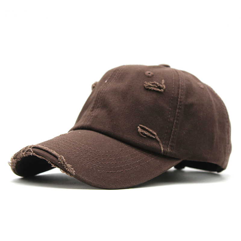 Wholesale Men Spring Retro Solid Color All-match Ripped Cap
