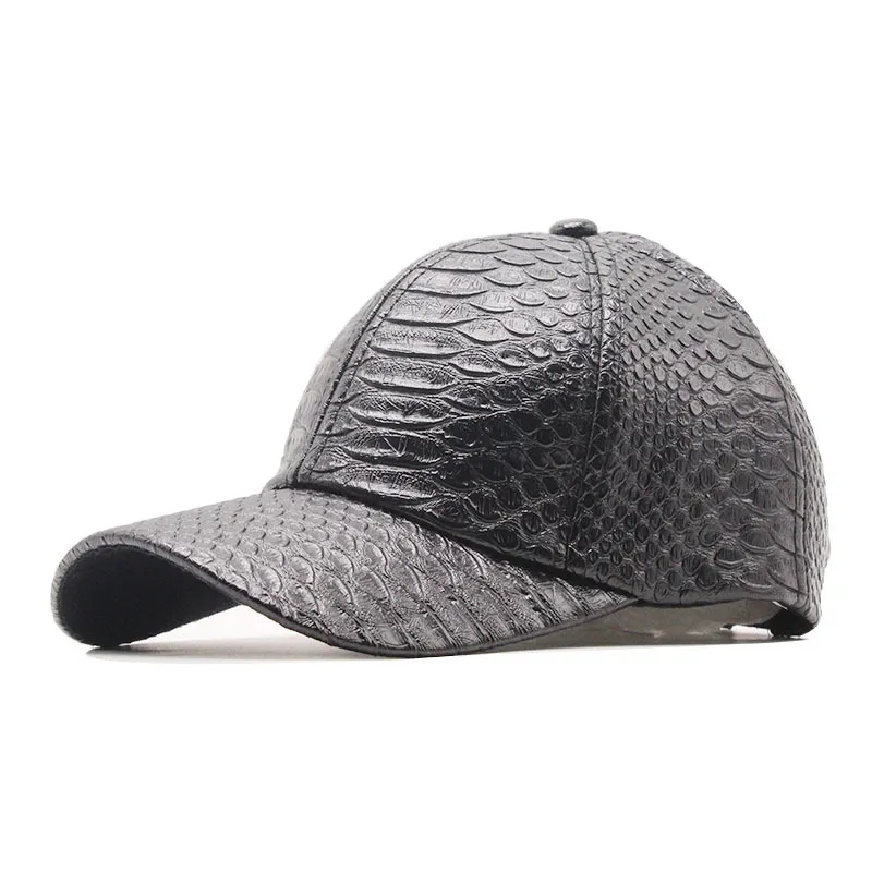 Men Spring Crocodile Pattern Solid Color Dome Cap
