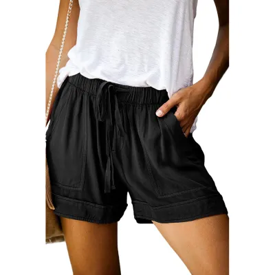 Women Summer Casual Camouflage Leopard Solid Color High Waist Shorts