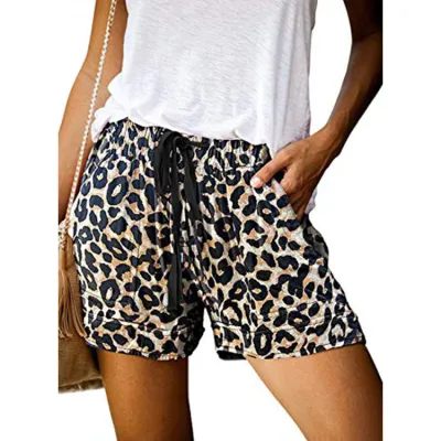 Women Summer Casual Camouflage Leopard Solid Color High Waist Shorts