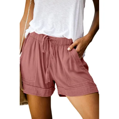 Women Summer Casual Camouflage Leopard Solid Color High Waist Shorts
