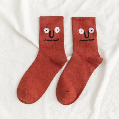 Women Funny Cartoon Emoji Printed Cotton Socks