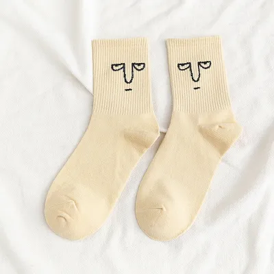 Women Funny Cartoon Emoji Printed Cotton Socks