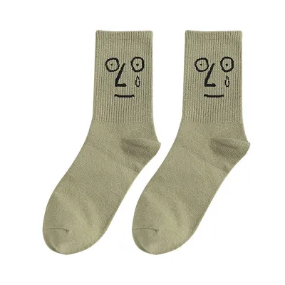 Women Funny Cartoon Emoji Printed Cotton Socks