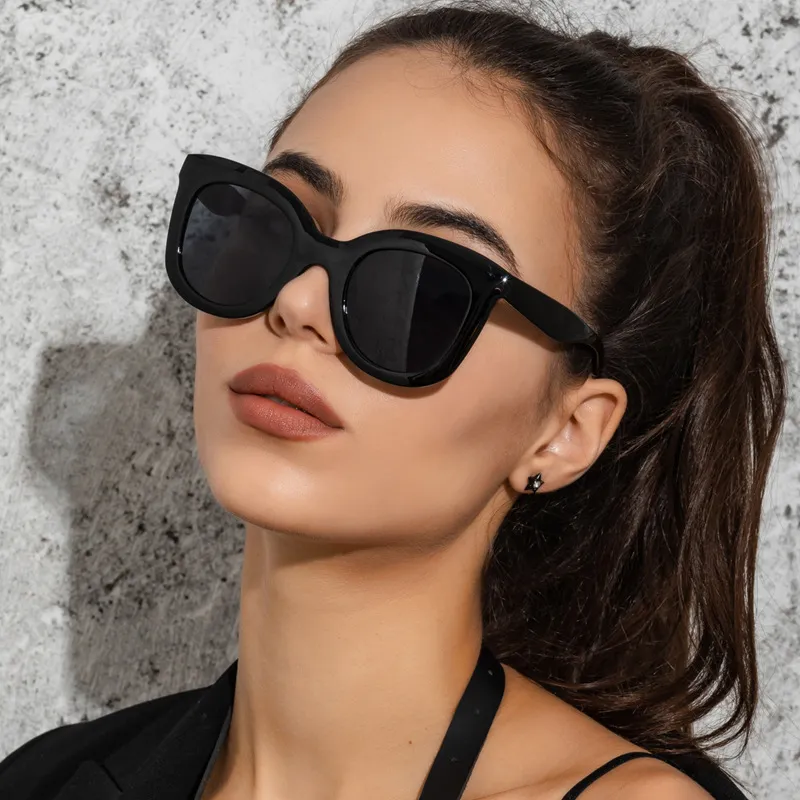 Women Chic Big Round Cat Eye Sunglasses PC Frame All-match UV Protection