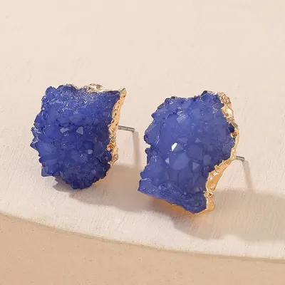 Creative Irregular Geometric Crystal Shape Design Alloy Stud Earrings