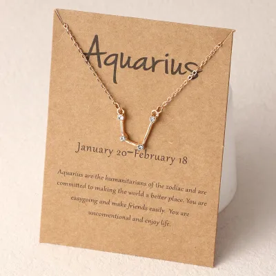 Creative Twelve Zodiac Shape Pendant Rhinestone Decoration Alloy Necklace