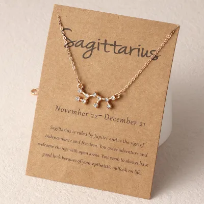 Creative Twelve Zodiac Shape Pendant Rhinestone Decoration Alloy Necklace