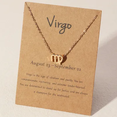 Creative Twelve Zodiac Geometric Pendant Alloy Box Chain Necklace for Women