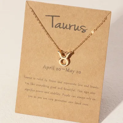 Creative Twelve Zodiac Geometric Pendant Alloy Box Chain Necklace for Women