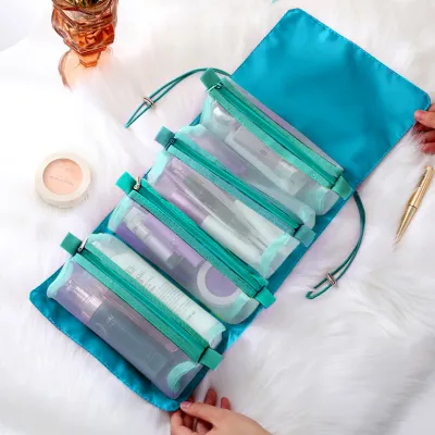4 In 1 Detachable Mesh Cosmetic Bag Portable Large Capacity