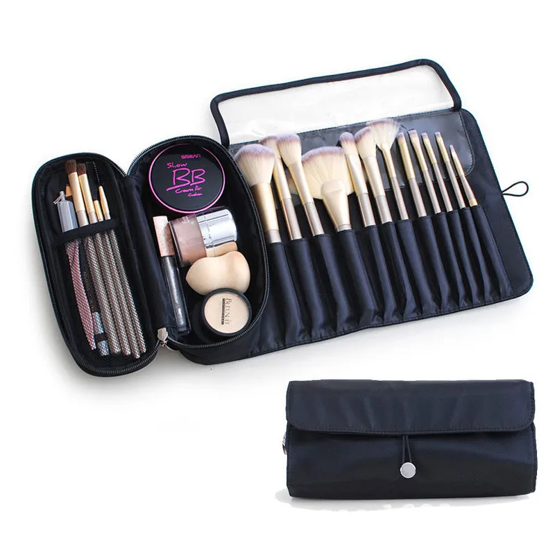 Large Capacity Brush Cosmetic Bag Foldable Nylon Business