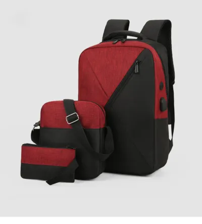 3 In 1 Casual Color Blocking Canvas Backpack 20-35L Unisex