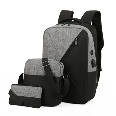 3 In 1 Casual Color Blocking Canvas Backpack 20-35L Unisex