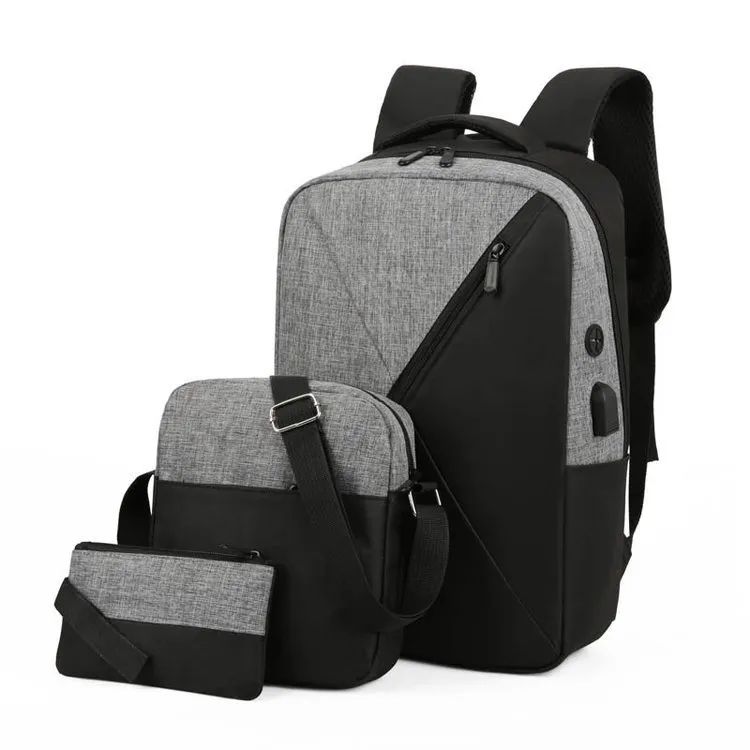 3 In 1 Casual Color Blocking Canvas Backpack 20-35L Unisex