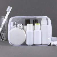 Wholesale Women Simple Transparent Waterproof Large Capacity PU Wash Cosmetic Bag