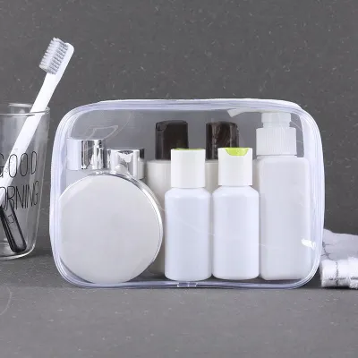Transparent PVC Zipper Cosmetic Bag Travel Waterproof