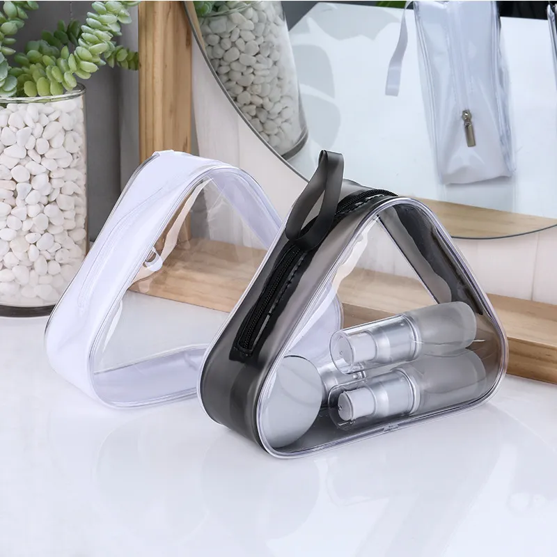 PVC Zipper Travel Waterproof Transparent Triangle Cosmetic Bag Makeup Pouch