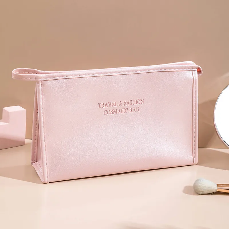 Modern Minimalist Pu Leather Clutch Cosmetic Bag Waterproof Portable Travel Makeup Bag