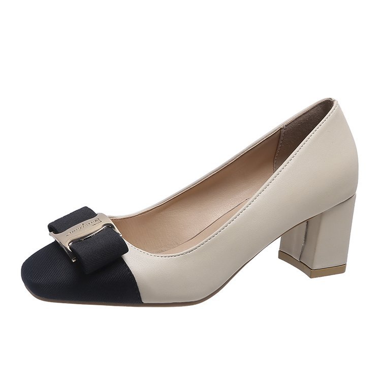 Wholesale Women Elegant Autumn Spring Square Toe Color