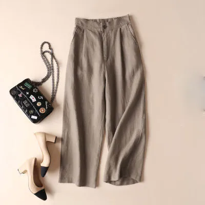 Women Summer Basic Casual Loose Solid Color Wide Leg Pants