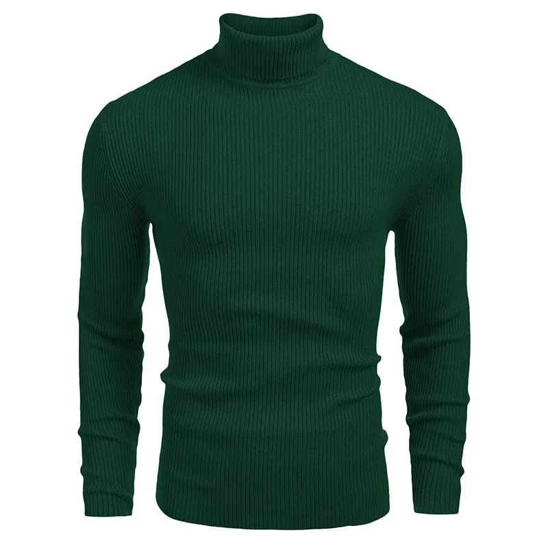 Men Basic Long Sleeve Turtle Neck Slim Fit Knit Pullover Sweater