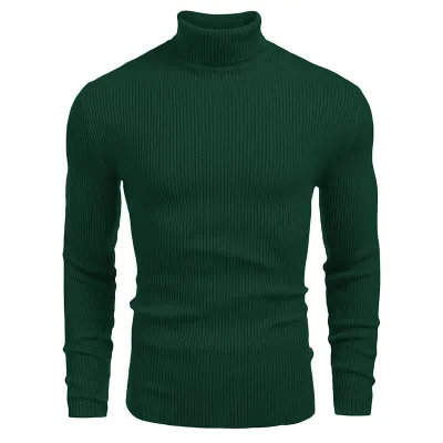 Men Basic Long Sleeve Turtle Neck Slim Fit Knit Pullover Sweater