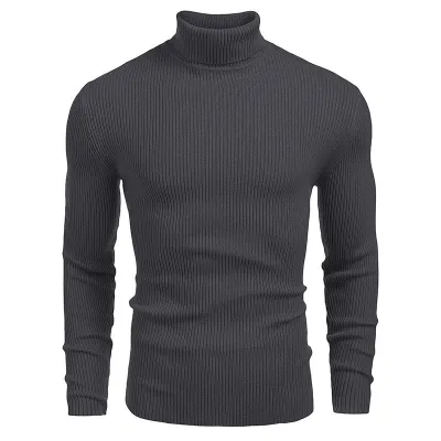 Men Basic Long Sleeve Turtle Neck Slim Fit Knit Pullover Sweater