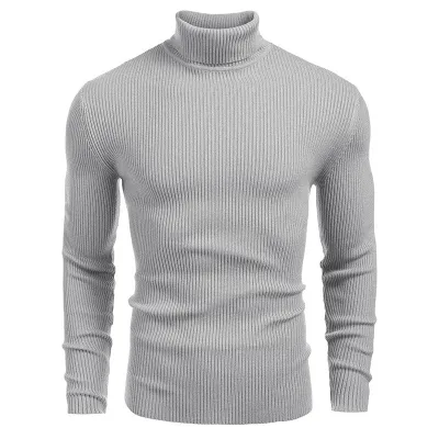 Men Basic Long Sleeve Turtle Neck Slim Fit Knit Pullover Sweater