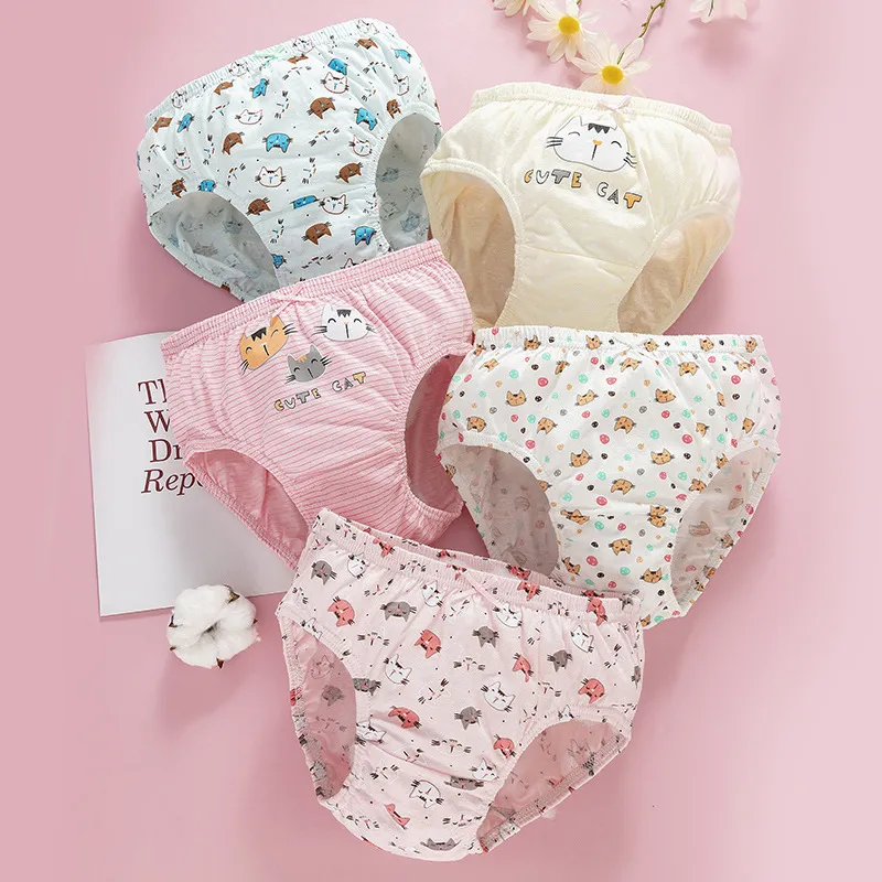 5pcs/set Girls Cute Cartoon Cotton Pajamas Set Kids Sleepwear