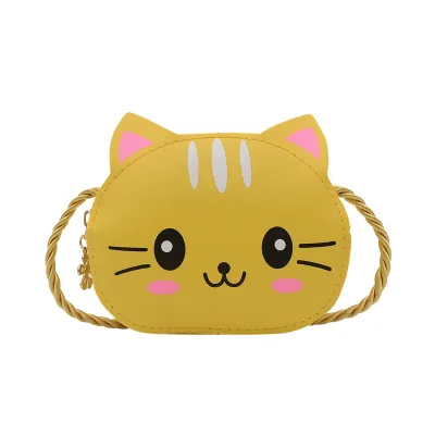 Girls Cute Cartoon Cat Mini Zipper Crossbody Bag for Toddler