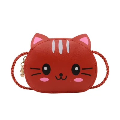 Girls Cute Cartoon Cat Mini Zipper Crossbody Bag for Toddler