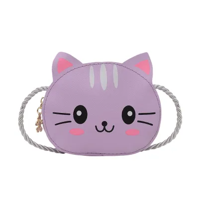Girls Cute Cartoon Cat Mini Zipper Crossbody Bag for Toddler