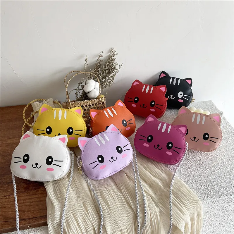 Girls Cute Cartoon Cat Mini Zipper Crossbody Bag for Toddler