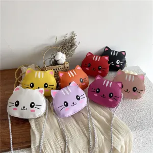 Girls Cute Cartoon Cat Mini Zipper Crossbody Bag for Toddler