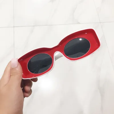 Women's Creative Color Blocking Concave Shaped Frame Sunglasses