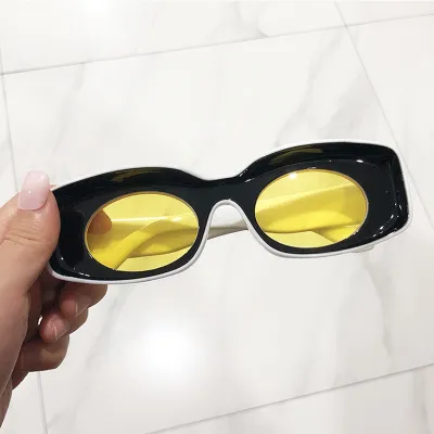 Women's Creative Color Blocking Concave Shaped Frame Sunglasses