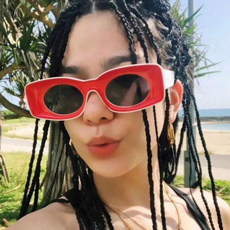 Women's Creative Color Blocking Concave Shaped Frame Sunglasses