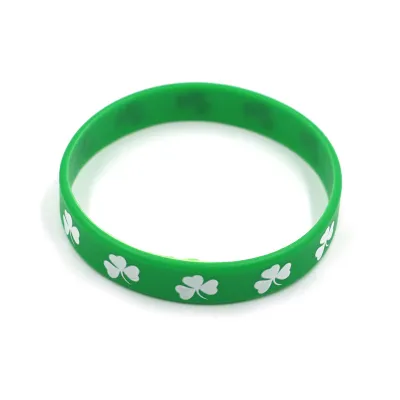 St. Patrick Day Shamrock Letter Silicone Bracelet Unisex